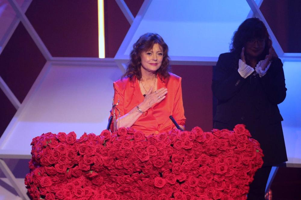 La actriz Susan Sarandon, al recibir el premio de honor de los Premis RNE Sant Jordi La