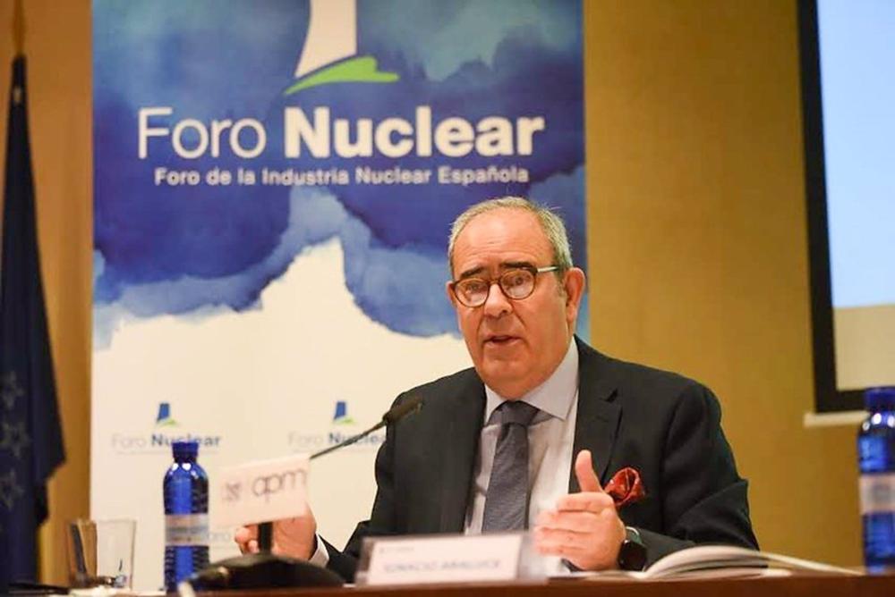 El presidente Ignacio Araluce durante la rueda de prensa sobre el informe anual de resultados Foro de la Industria Nuclear. El