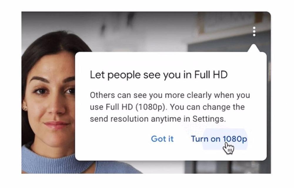 Nueva resolución 1080p en Google Meet Nueva