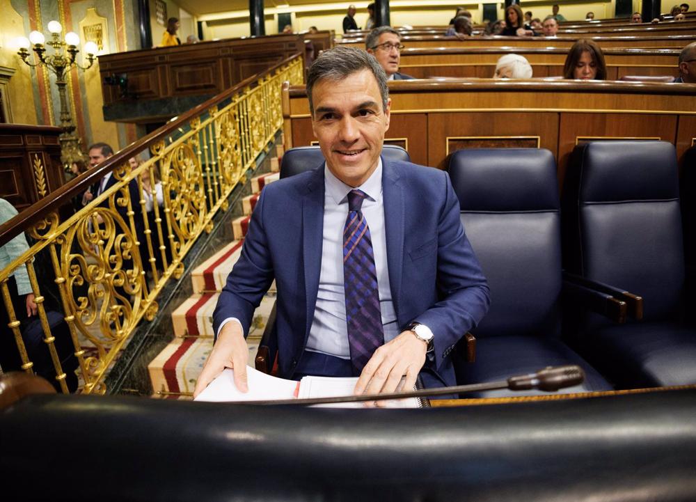 El presidente del Gobierno, Pedro Sánchez, durante una sesión de control al Gobierno El