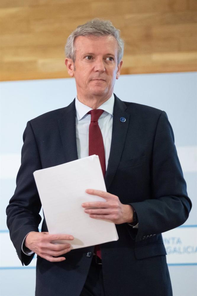 Rueda, tras comparecer ante los medios en la Xunta. Rueda,