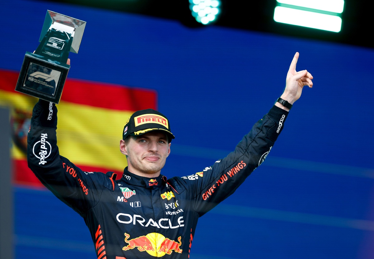 Max Verstappen leads in Miami with Sergio Perez and Fernando Alonso in tow