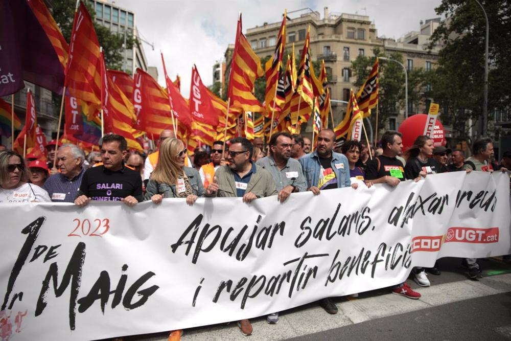 Cabecera de la manifestación con Ros y Pacheco Cabecera