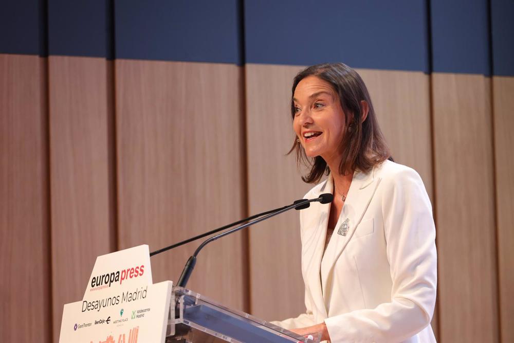 La candidata del PSOE a la alcaldía de Madrid, Reyes Maroto, interviene durante un desayuno informativo de Europa Press, a 4 de mayo de 2023, en Madrid (España). La