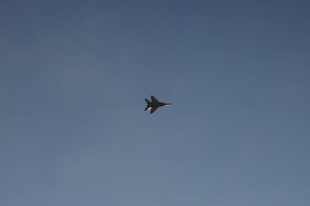 Archivo - Avión de combate MiG-29 de las Fuerzas Armadas de Ucrania sobre la región de Donetsk (este). Archivo