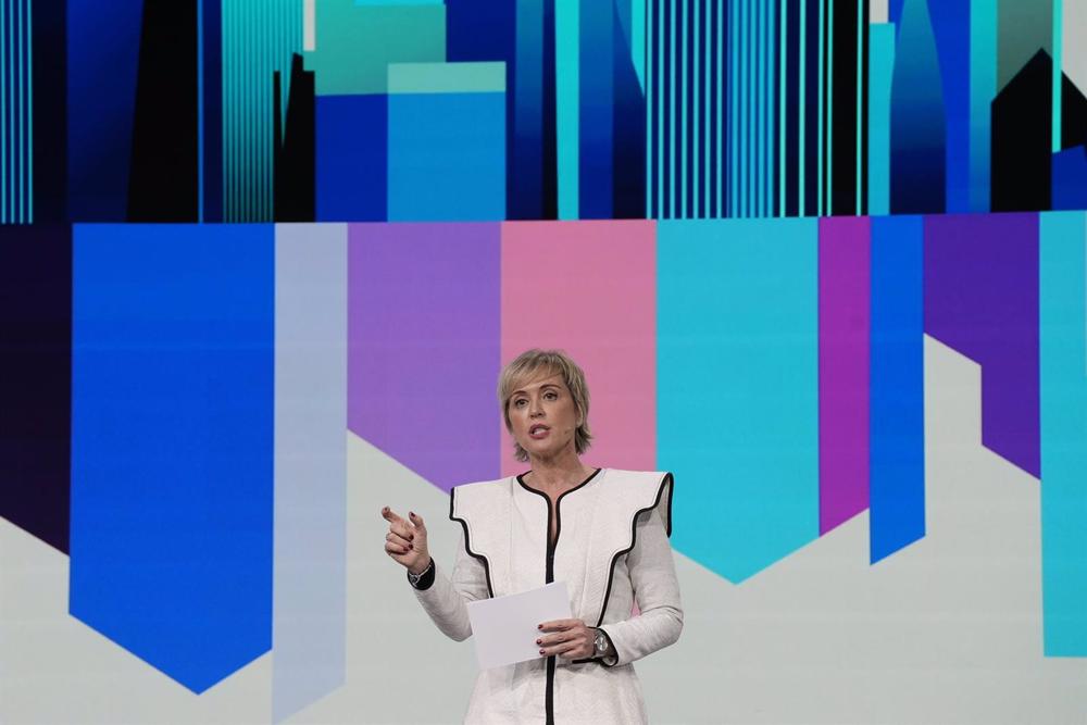 Archivo - La secretaria de Estado de Inteligencia Artificial y Digitalización, Carme Artigas, interviene durante la sesión 'Digital Future Society Summit 2023' en el MWC, a 1 de marzo de 2023, en L'Hospitalet de Llobregat, Barcelona, Catalunya (España). Archivo