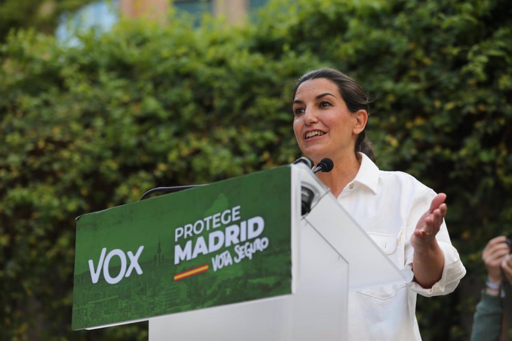 Archivo - La candidata de Vox a la Presidencia de la Comunidad de Madrid, Rocío Monasterio interviene en un acto público de Vox en Parla Archivo