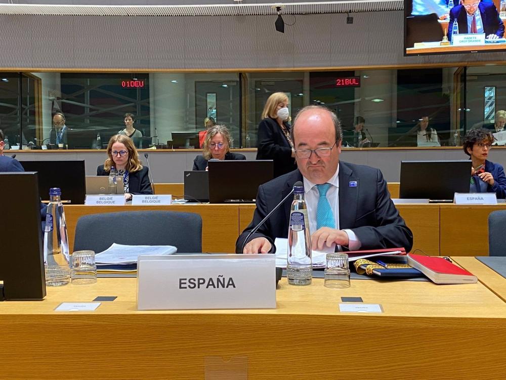 El ministro de Cultura y Deporte Miquel Iceta durante su participación en el Consejo Europeo de Educación, Juventud, Cultura y Deporte El