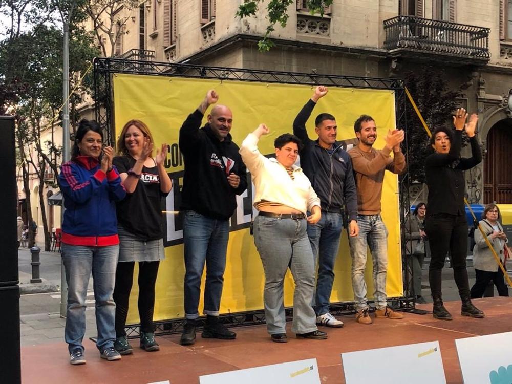 Acto en la plaza de la Virreina de Barcelona, con la exdiputada Anna Gabriel, candidatos de la CUP y la alcaldable de Barcelona, Basha Changue Acto