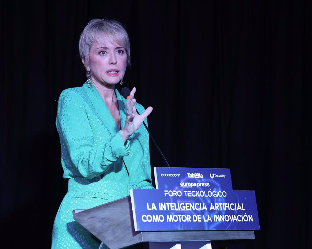 La secretaria de Estado de Digitalización e Inteligencia Artificial, Carme Artigas, interviene un evento de Europa Press Foro Tecnológico, en The Valley, a 17 de mayo de 2023, en Madrid (España). La