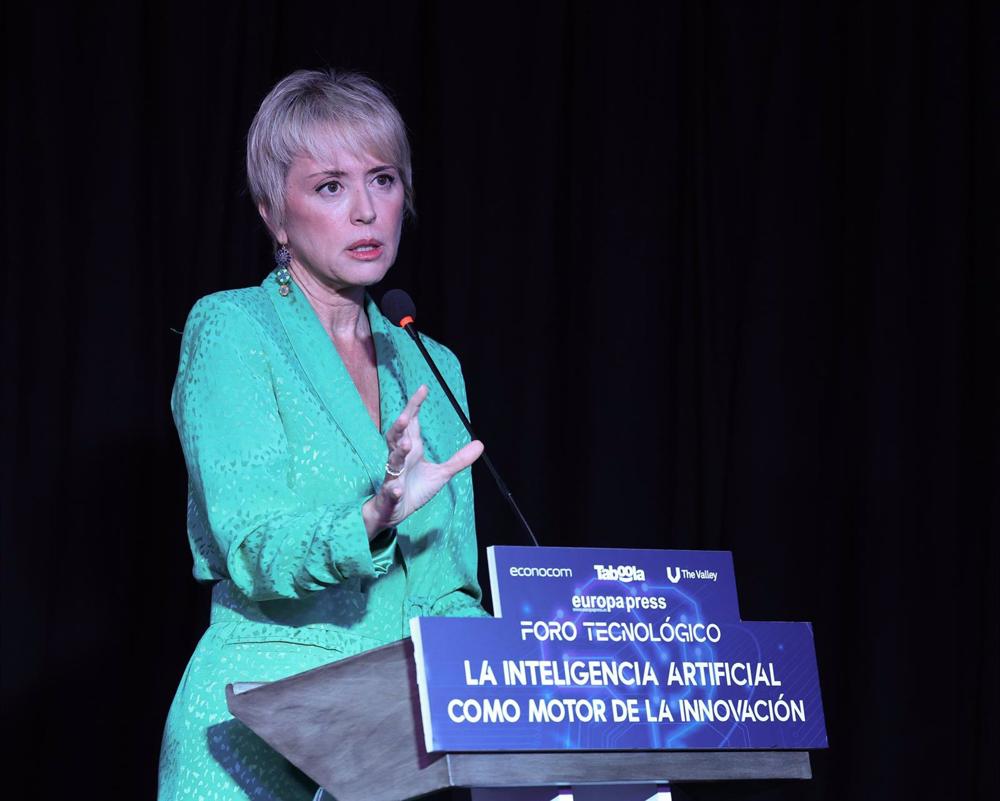 La secretaria de Estado de Digitalización e Inteligencia Artificial, Carme Artigas, interviene un evento de Europa Press Foro Tecnológico, en The Valley, a 17 de mayo de 2023, en Madrid (España). La