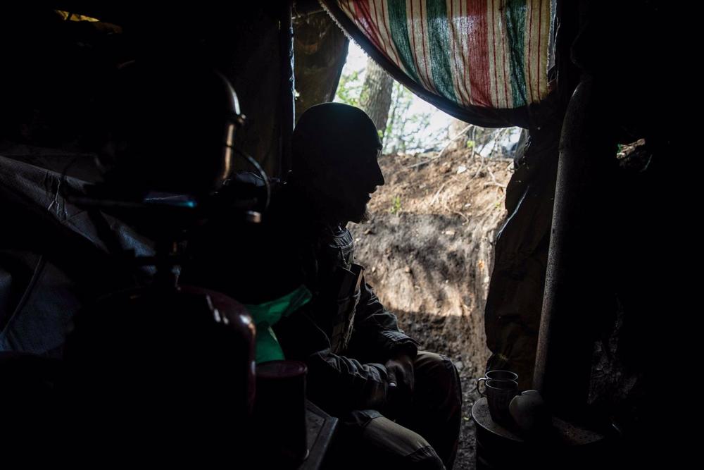 Imagen de archivo de combates en Bajmut (Ucrania) Imagen