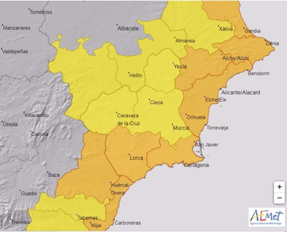 Avisos naranja en la Región de Murcia Avisos