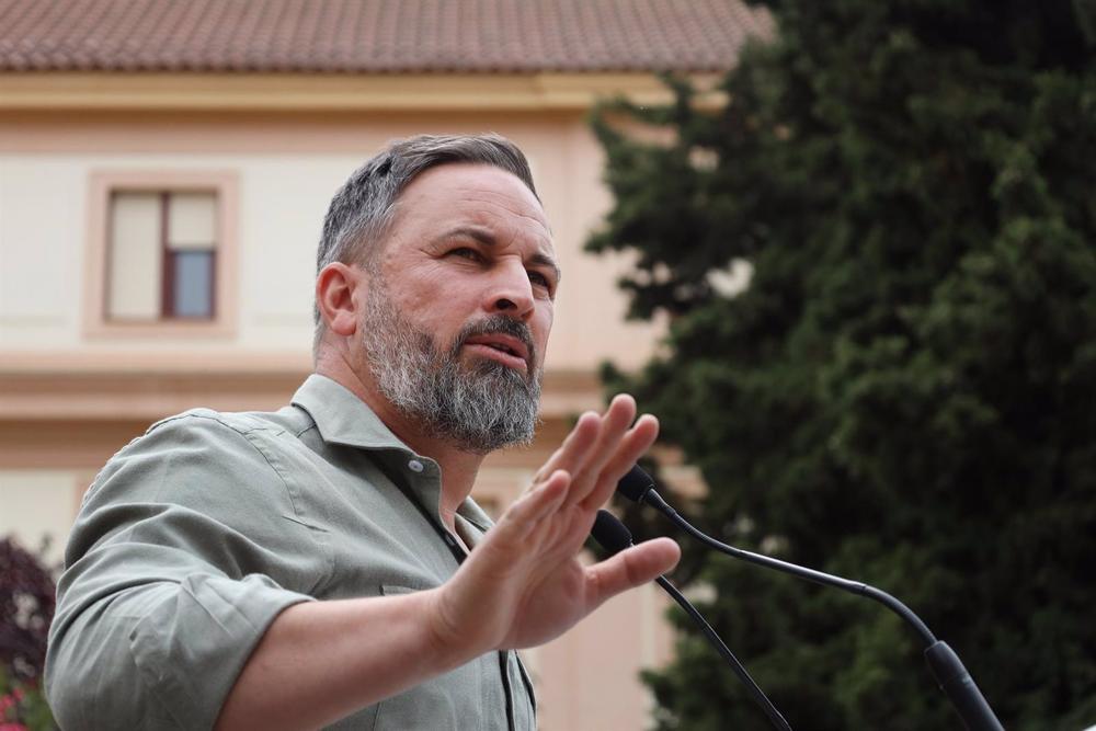 El líder de Vox, Santiago Abascal, en un acto de campaña El