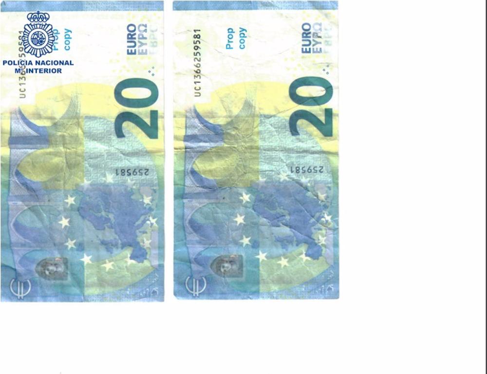 Filletes falsos detectados que llevan la advertencia de que son falsos Filletes