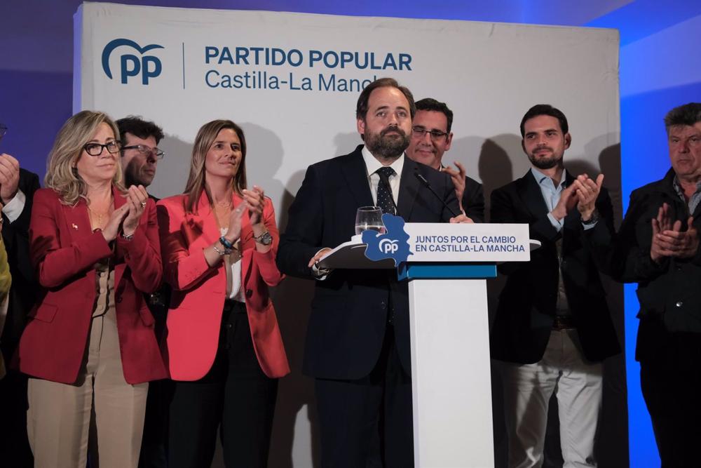 El candidato del PP a la Presidencia de C-LM, Paco Núñez, tras conocer los resultados de las elecciones autonómicas El