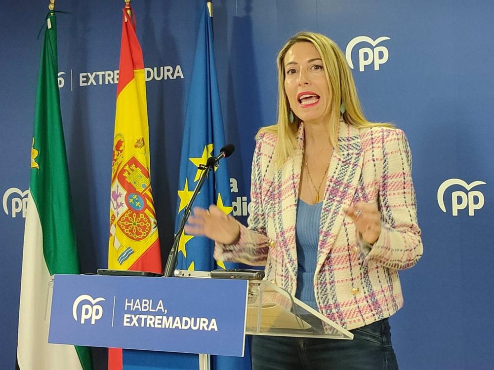 María Guardiola, en la sede del PP. María