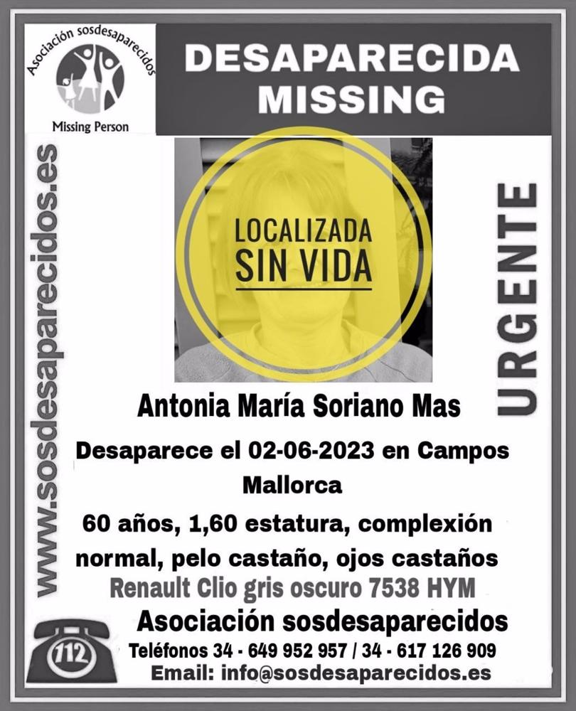 Localizada sin vida la mujer desaparecida desde este viernes en Campos (Mallorca)