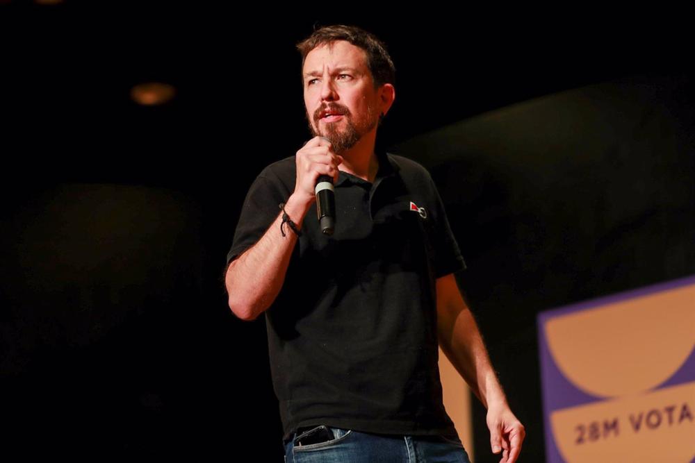 El exvicepresidente segundo del Gobierno y exlíder de Podemos, Pablo Iglesias, apoya a la candidata de Unidas Podemos a la Presidencia del Govern en Palma, Antonia Jover, a 20 de mayo de 2023, en Palma, Mallorca, Islas Baleares (España). El