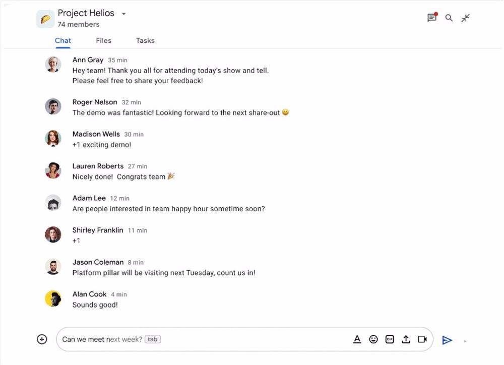 Nueva herramienta de redacción inteligente en Google Chat. Nueva