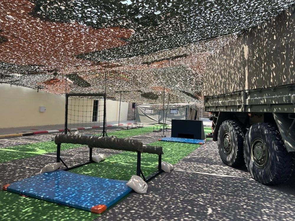 Una de las actividades para niños en el cuartel del Bruc de Barcelona con motivo de la celebración de la semana de las Fuerzas Armadas en Barcelona. Una